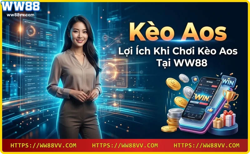 Cúp vàng và tiền xu biểu tượng cho lợi ích của kèo AOS